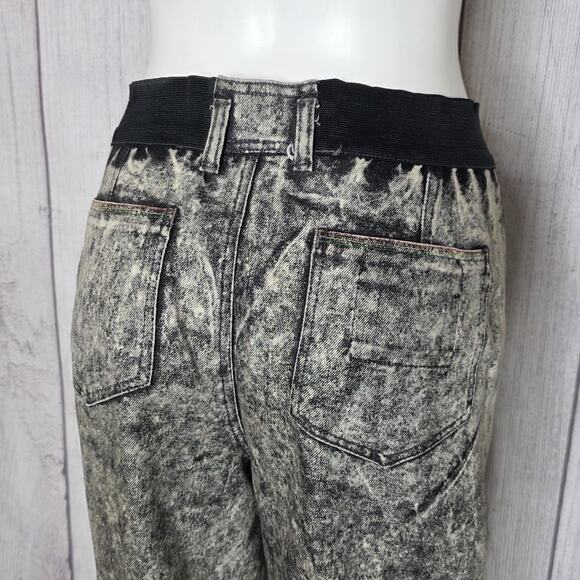 VTG 80s 90s Bugle Boy Acid Wash Jeans w/ Rasta Stitching, 30" Waist - Picture 6 of 9